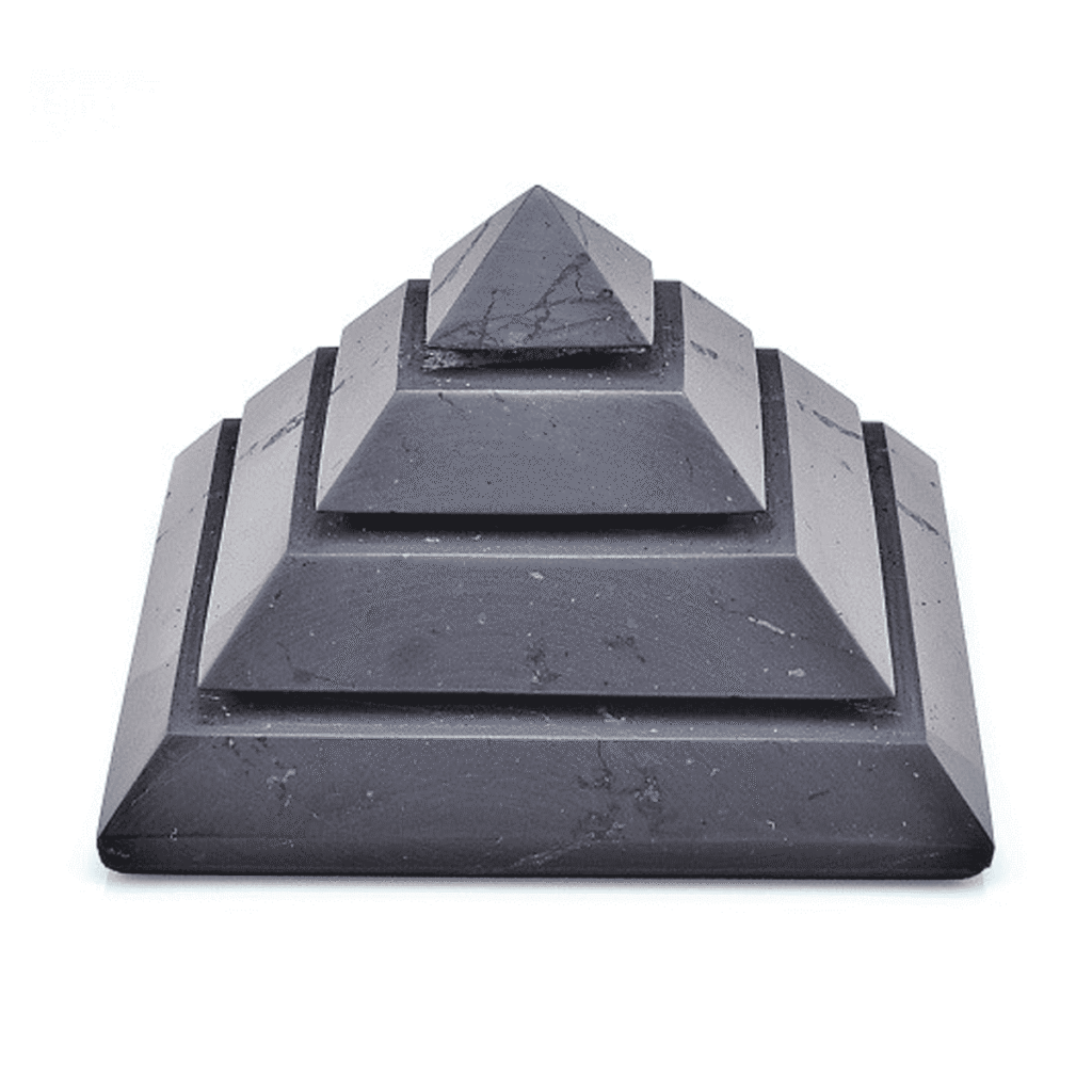 Šungit - pyramida vyřezávaná - tromlovaný kámen - velká