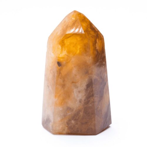 Křišťál s hematitem - obelisk - tromlovaný kámen KSH12