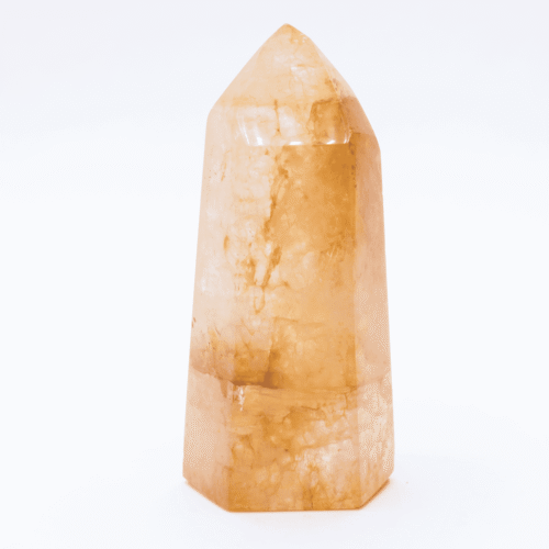 Křišťál s hematitem - obelisk - tromlovaný kámen KSH13