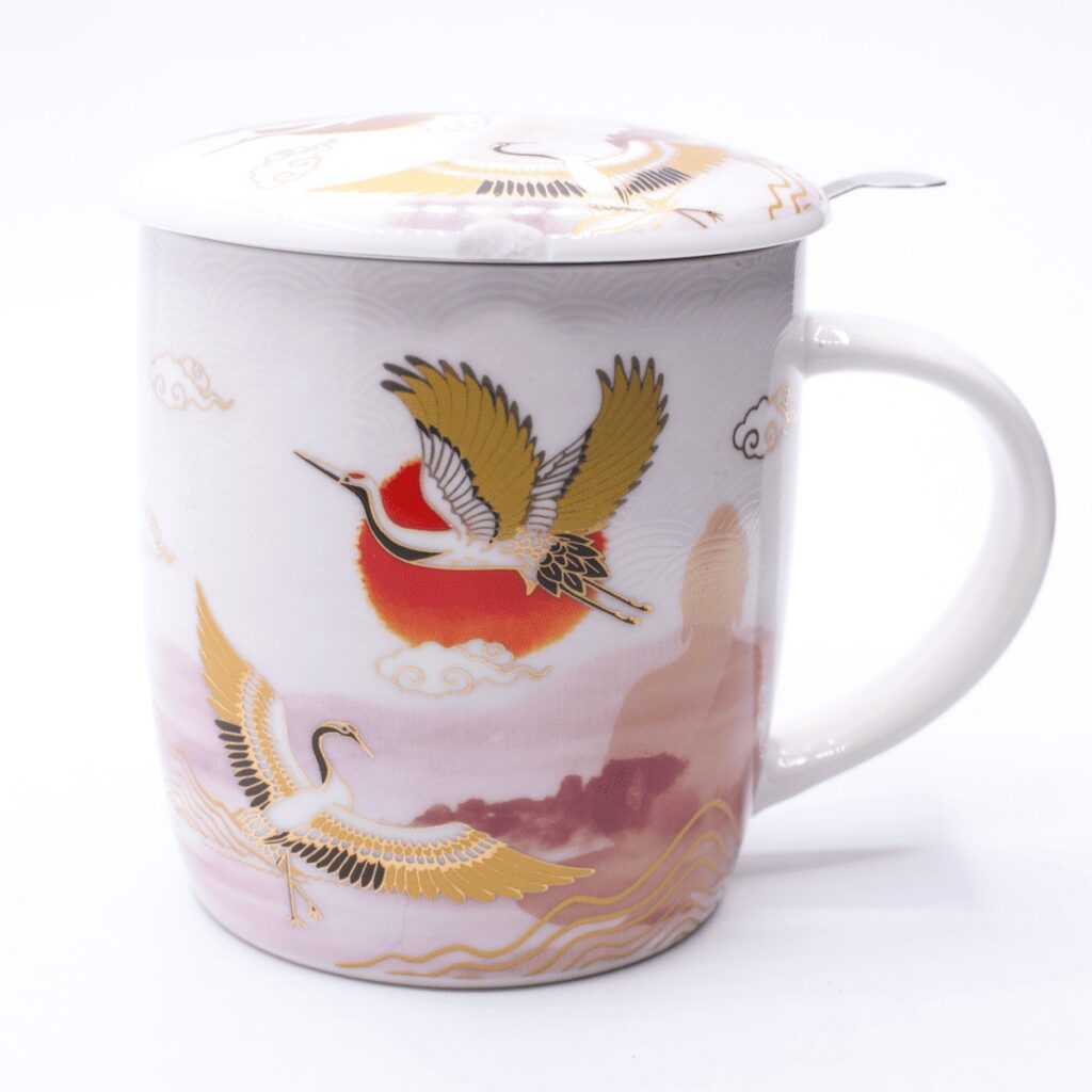 Hrnek s víčkem a sítkem - Moment zenu - porcelán VADA VAD86