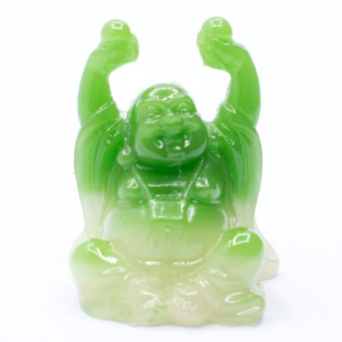 Smějící se Buddha hojnosti - soška Feng shui - zelená Z1