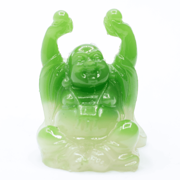Smějící se Buddha hojnosti - soška Feng shui - zelená Z1