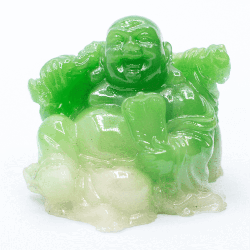Smějící se Buddha hojnosti - soška Feng shui - zelená Z3