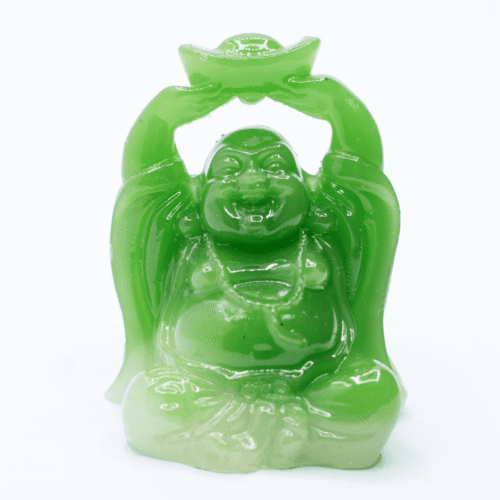 Smějící se Buddha hojnosti - soška Feng shui - zelená Z4