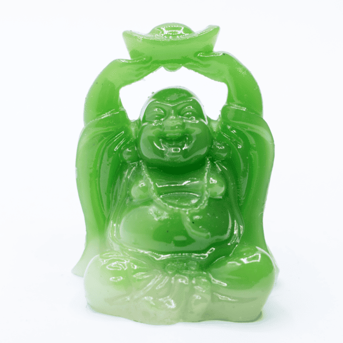 Smějící se Buddha hojnosti - soška Feng shui - zelená Z4