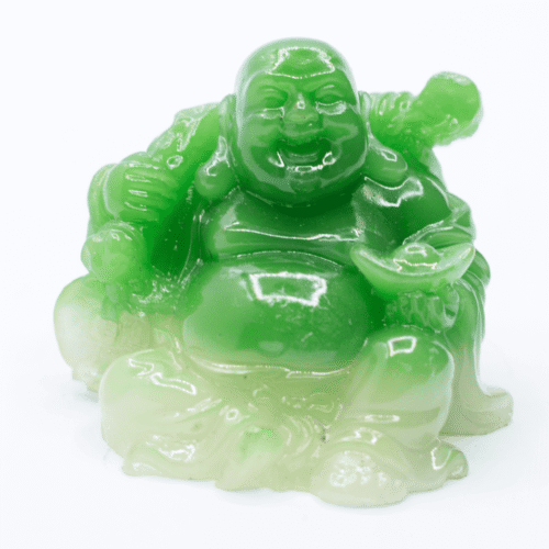 Smějící se Buddha hojnosti - soška Feng shui - zelená Z6