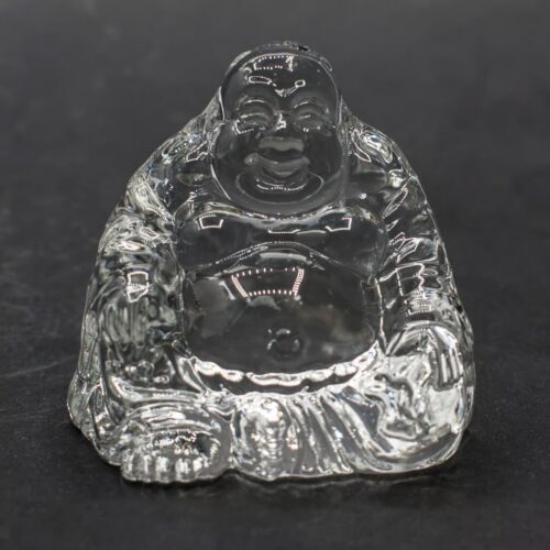 Smějící se Buddha hojnosti - soška Feng shui - skleněná