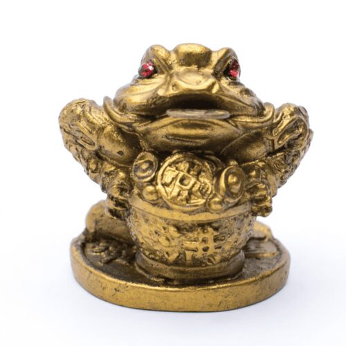 Třínohá žába s pohárem mincí - soška Feng shui