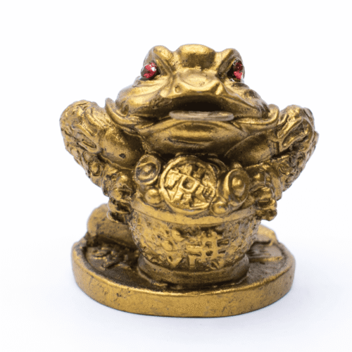 Třínohá žába s pohárem mincí - soška Feng shui