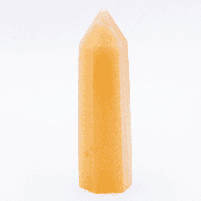Kalcit žlutý - obelisk - tromlovaný kámen KZO11