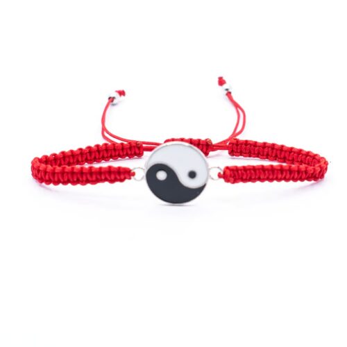 Jin Jang - červený náramek se shamballa zapínáním