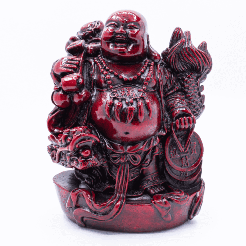Smějící se Buddha s drakem - soška Feng shui