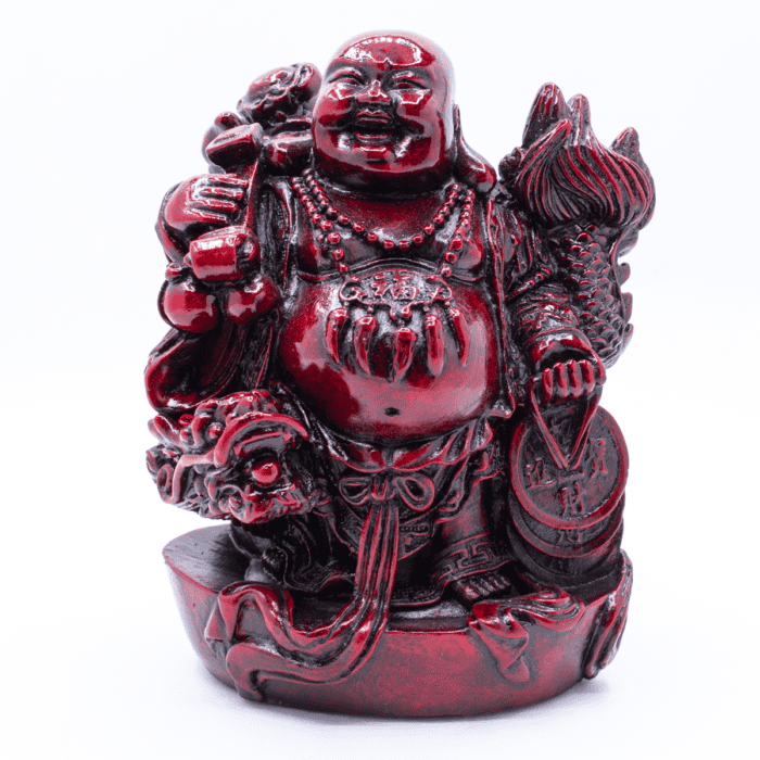 Smějící se Buddha s drakem - soška Feng shui
