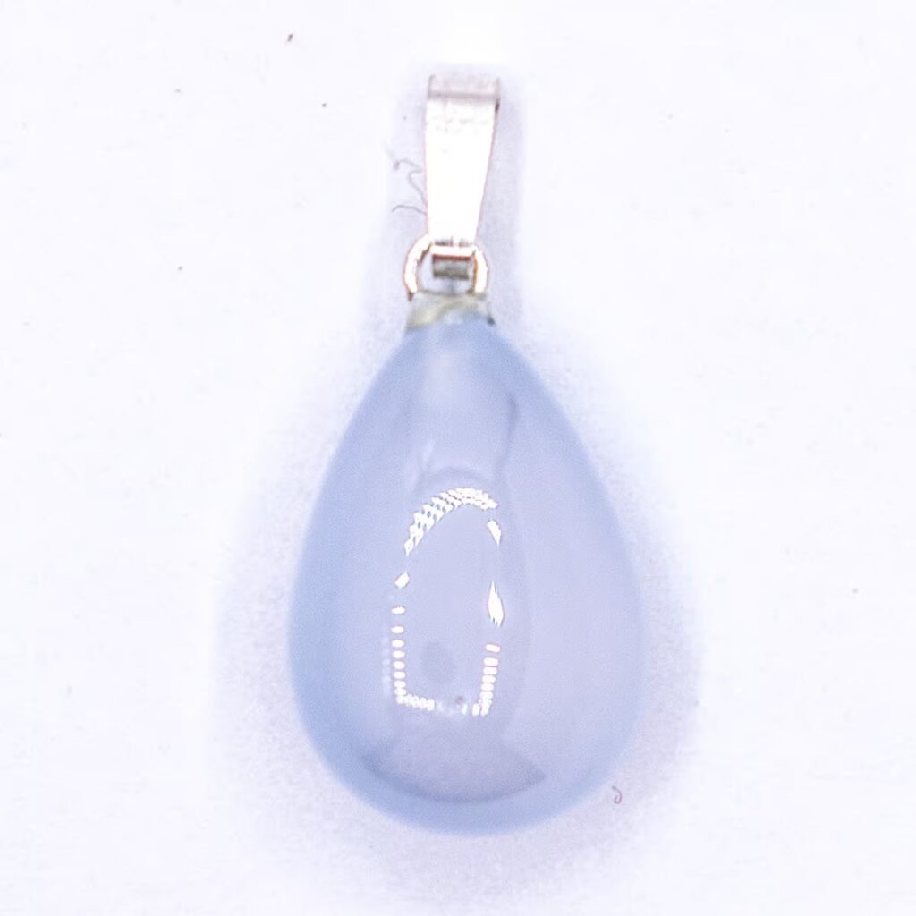 Chalcedon modrý - kapka - stříbrný přívěsek