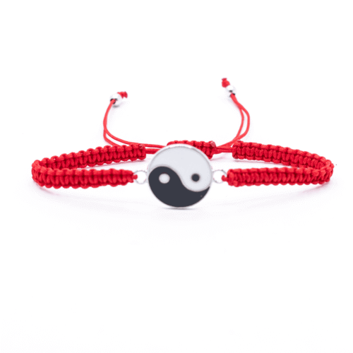 Jin Jang - červený náramek se shamballa zapínáním
