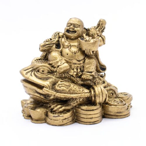 Buddha na třínohé žábě - soška Feng shui