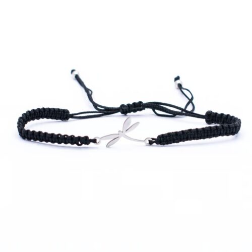 Vážka - černý náramek se shamballa zapínáním