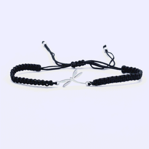 Vážka - černý náramek se shamballa zapínáním