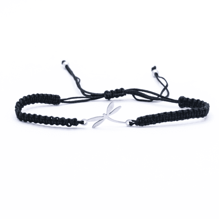 Vážka - černý náramek se shamballa zapínáním