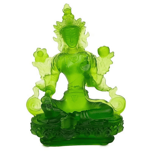 Zelená Tara - žensky Buddha - skleněná soška Feng shui
