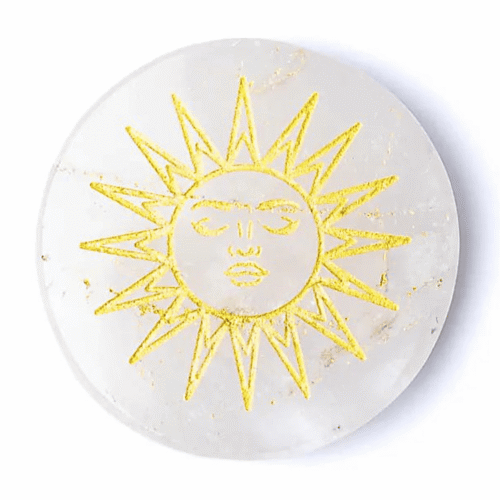 Křišťál - slunce - disk - tromlovaný kámen