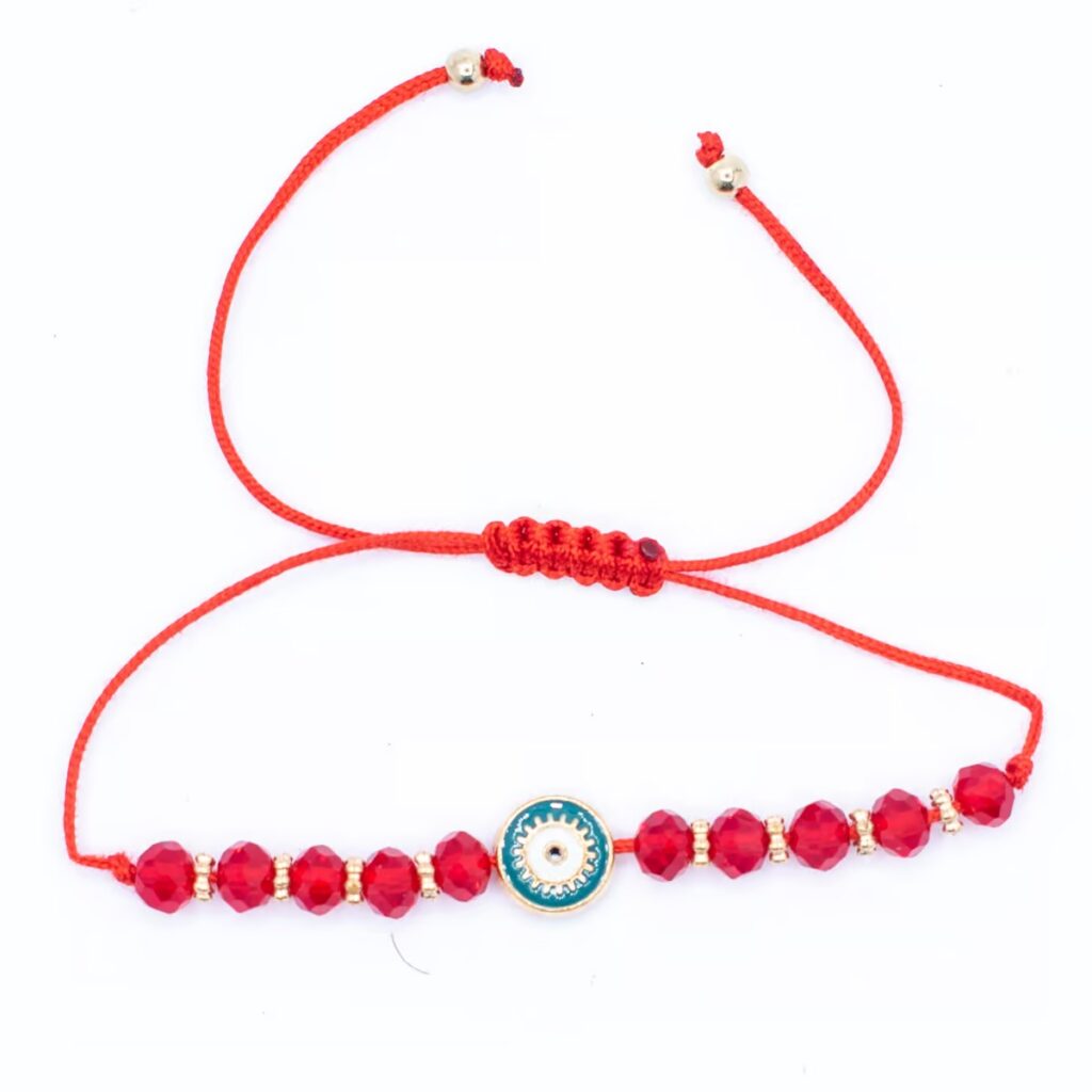 Alláhovo oko (Evil Eye) - červený náramek se shamballa zapínáním AL5