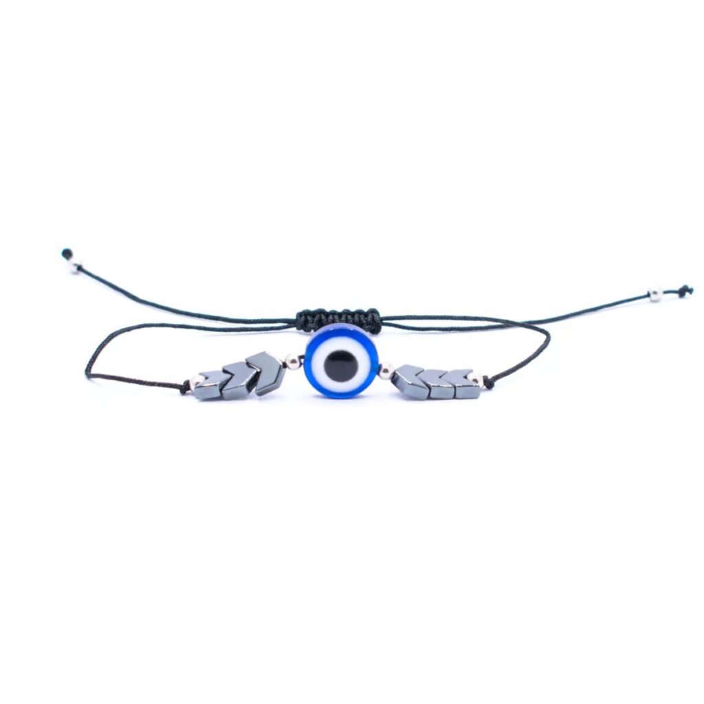 Alláhovo oko (Evil Eye) - černý náramek se shamballa zapínáním AL10