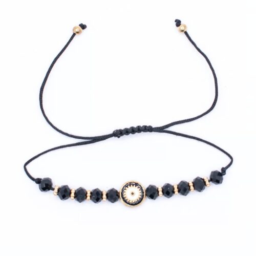 Alláhovo oko (Evil Eye) - černý náramek se shamballa zapínáním AL9