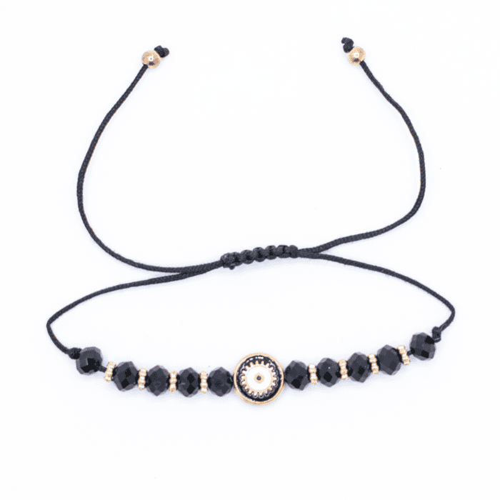 Alláhovo oko (Evil Eye) - černý náramek se shamballa zapínáním AL9
