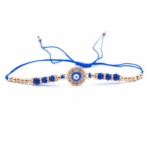 Alláhovo oko (Evil Eye) - modrý náramek se shamballa zapínáním AL7
