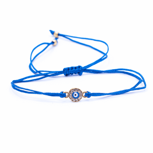 Alláhovo oko (Evil Eye) - modrý náramek se shamballa zapínáním AL8