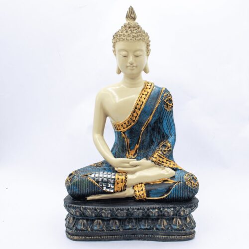 Meditující Buddha - soška Feng Shui - modro-bílá - VADA VAD324