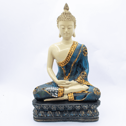 Meditující Buddha - soška Feng Shui - modro-bílá - VADA VAD324