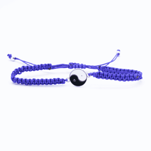 Jin Jang - fialový náramek se shamballa zapínáním