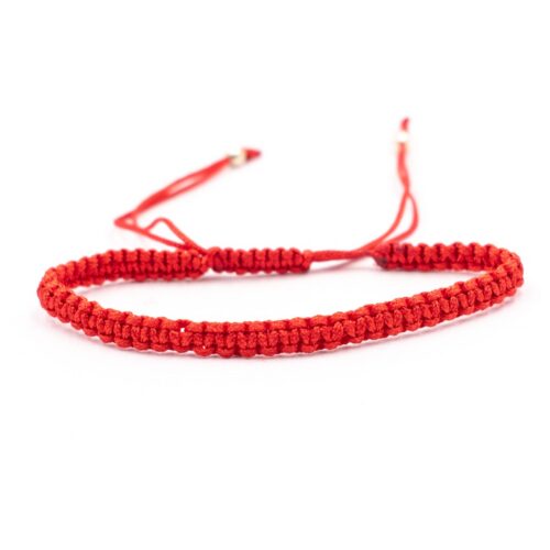 Červený drhaný náramek se shamballa zapínáním AL13