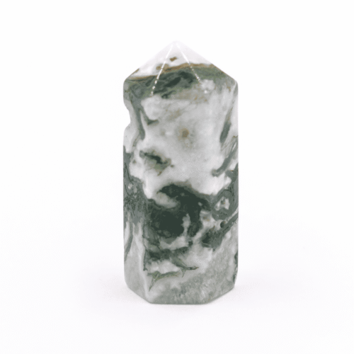 Achát mechový - obelisk - tromlovaný kámen - mini
