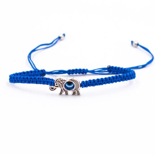 Alláhovo oko (Evil Eye) - slon - modrý náramek se shamballa zapínáním AL18