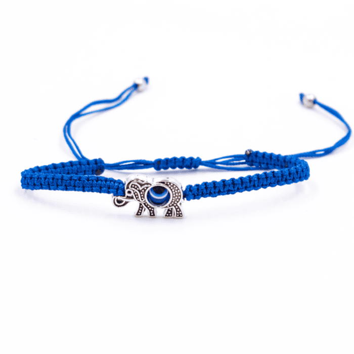 Alláhovo oko (Evil Eye) - slon - modrý náramek se shamballa zapínáním AL18