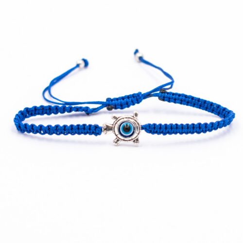 Alláhovo oko (Evil Eye) - želva - modrý náramek se shamballa zapínáním AL15