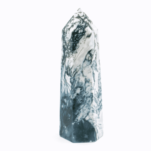 Achát mechový - obelisk - tromlovaný kámen