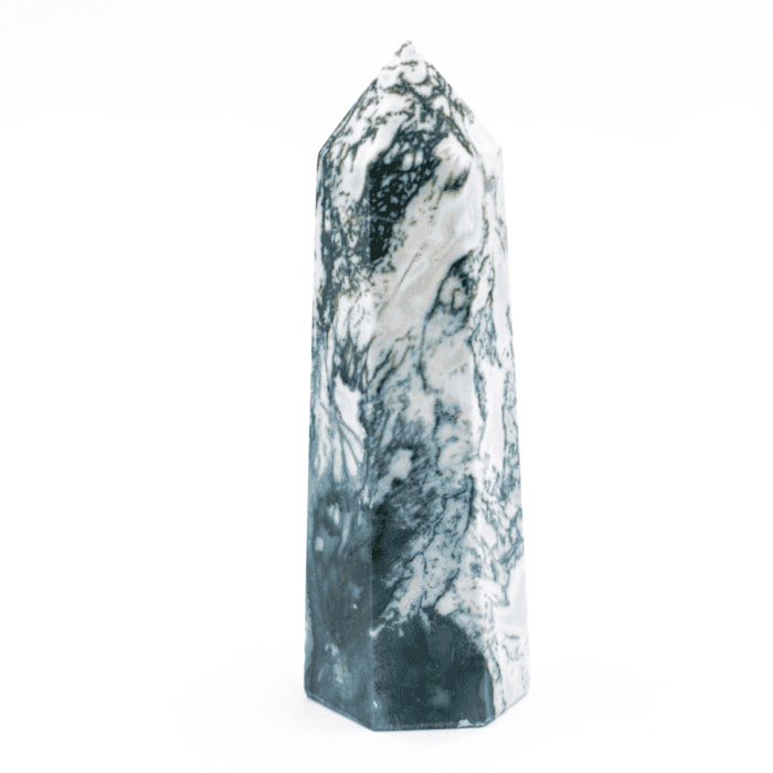 Achát mechový - obelisk - tromlovaný kámen