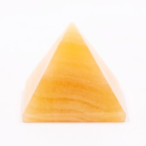 Kalcit oranžový - pyramida - tromlovaný kámen