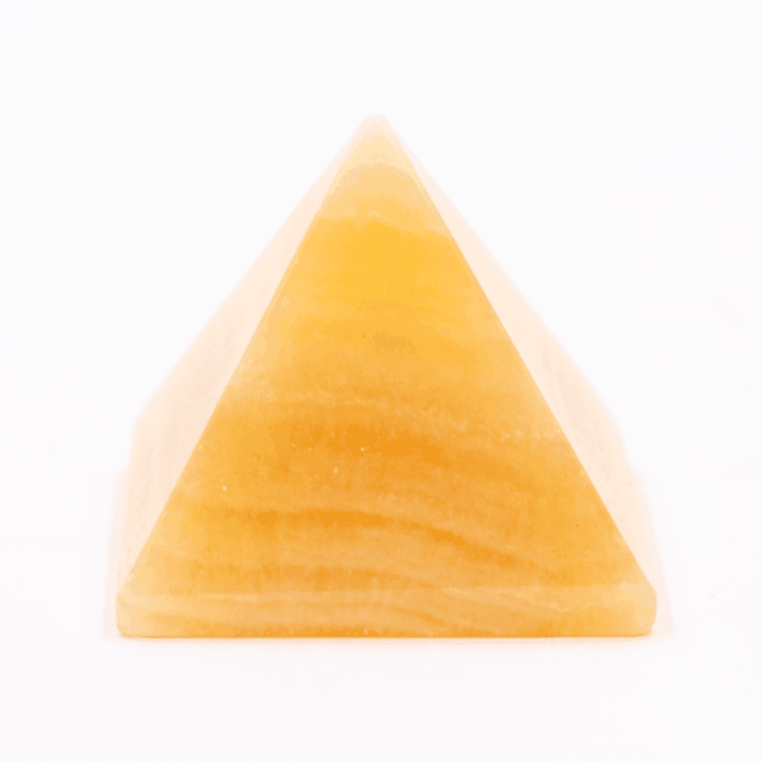 Kalcit oranžový - pyramida - tromlovaný kámen