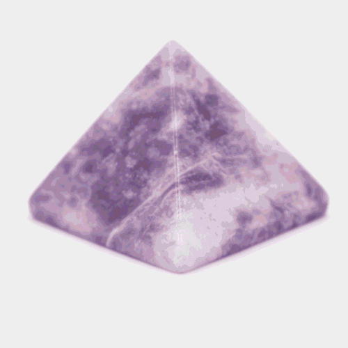 Lepidolit - pyramida - tromlovaný kámen
