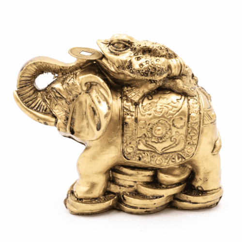 Třínohá žába na slonovi - soška Feng shui DR24