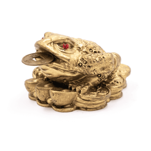 Třínohá žába - soška Feng shui - zlatá barva DR29