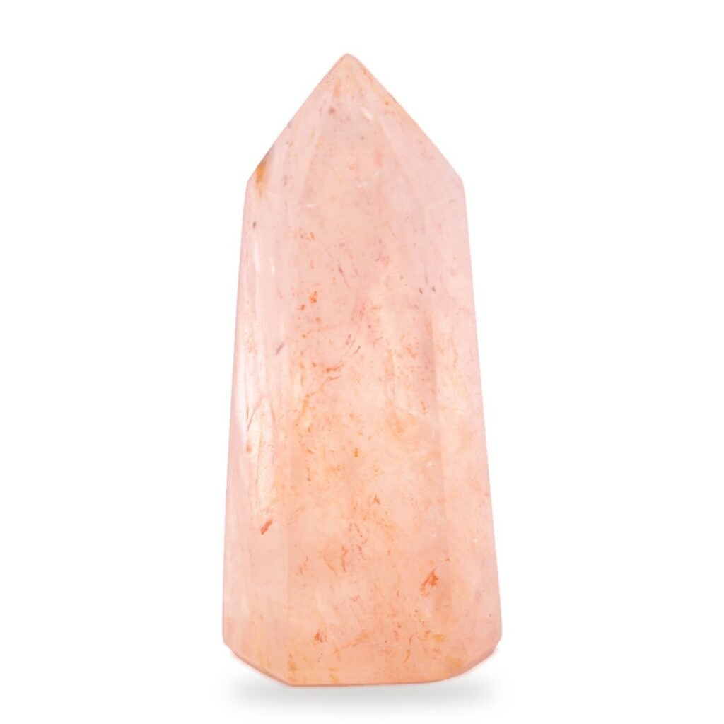 Křišťál s hematitem - obelisk - tromlovaný kámen KSH14