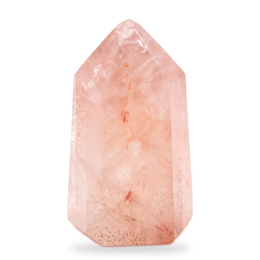 Křišťál s hematitem - obelisk - tromlovaný kámen KSH15
