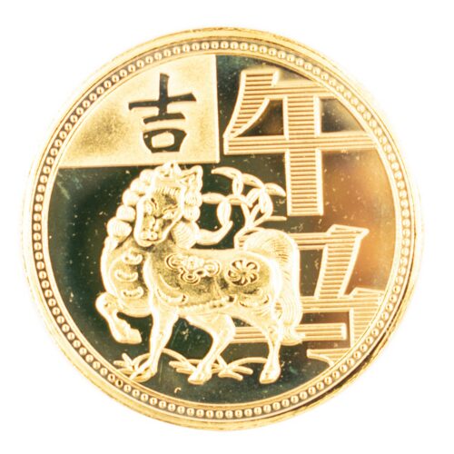 Kůň - čínský lunární kalendář - mince - zlatá barva