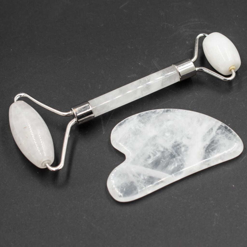 Křišťál - Face roller a Gua Sha - Dárková sada - VADA VAD636